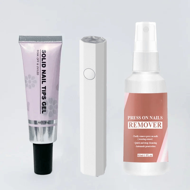 Nail Art Set 3-in-1 mit UV Lampe - Nagelkleber & Entferner für Zuhause