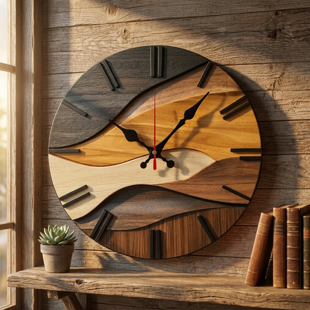 Runde Wanduhr mit lautlosem Uhrwerk und skandinavischem Design