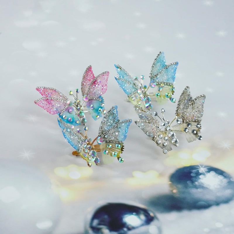 Schmetterling Haarspangen mit beweglichen Flügeln und Glitzer für Kinder