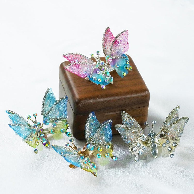 Schmetterling Haarspangen mit beweglichen Flügeln und Glitzer für Kinder