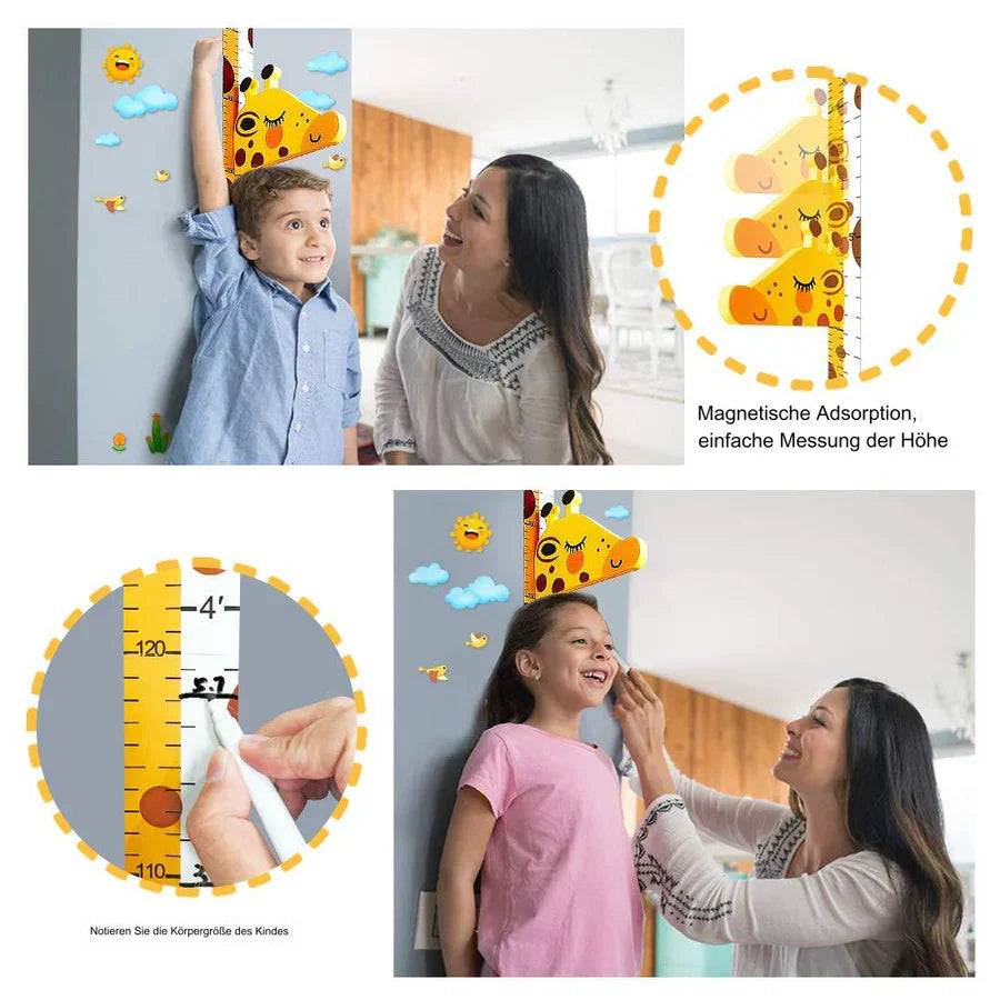 Kinder Messlatte Giraffe - Magnetische Höhentafel Kinderzimmer 120cm