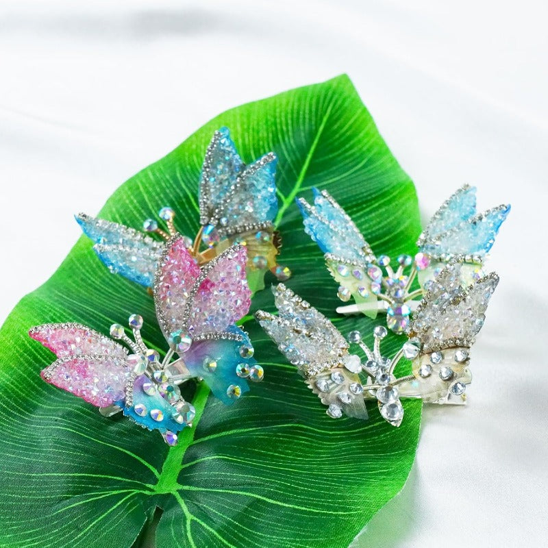 Schmetterling Haarspangen mit beweglichen Flügeln und Glitzer für Kinder