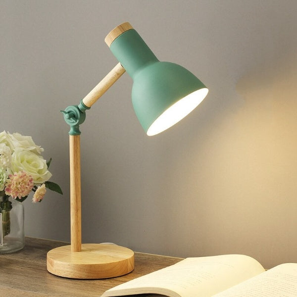 Schreibtischlampe aus Holz mit verstellbarem Arm und Touch-Steuerung