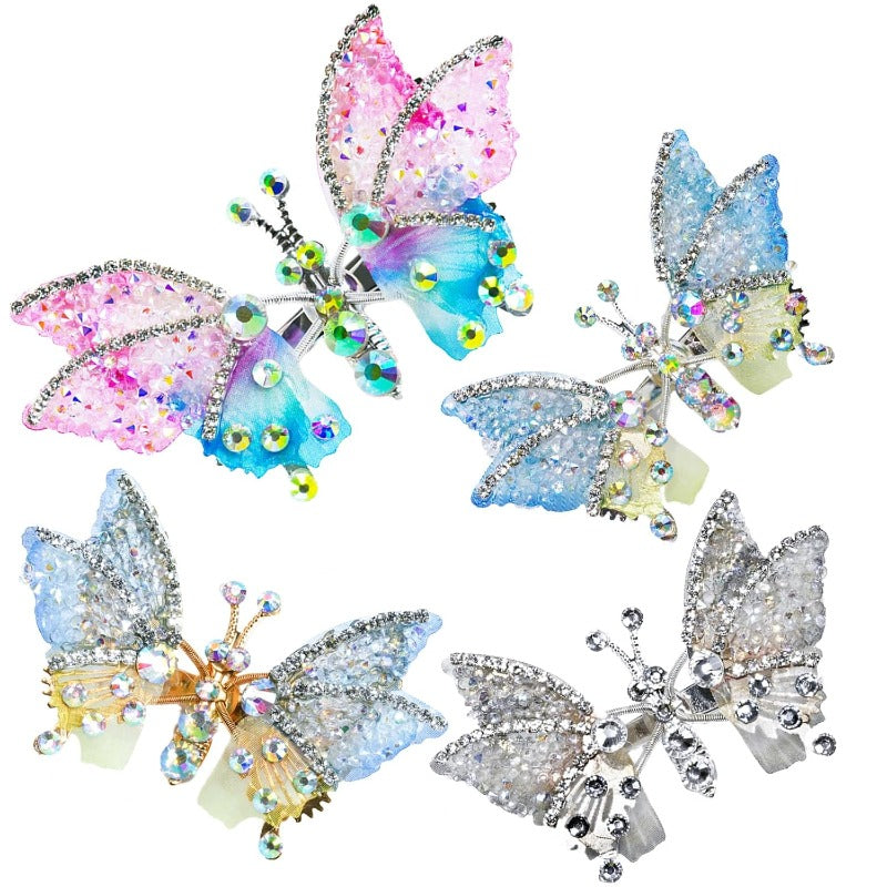 Schmetterling Haarspangen mit beweglichen Flügeln und Glitzer für Kinder