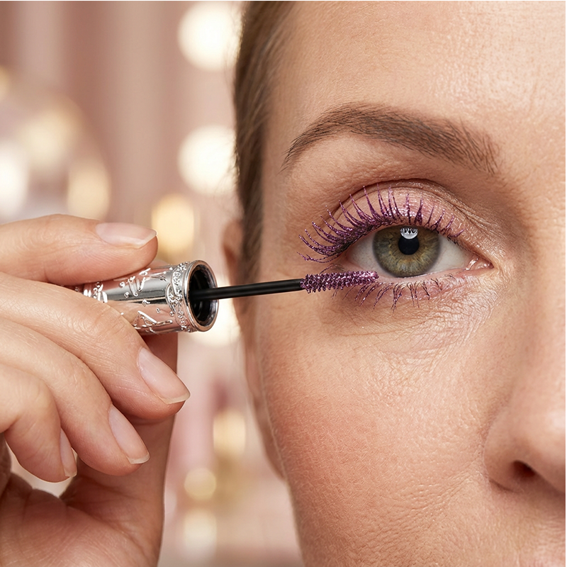 Wasserfeste Glitter Mascara für Volumen und Glanz