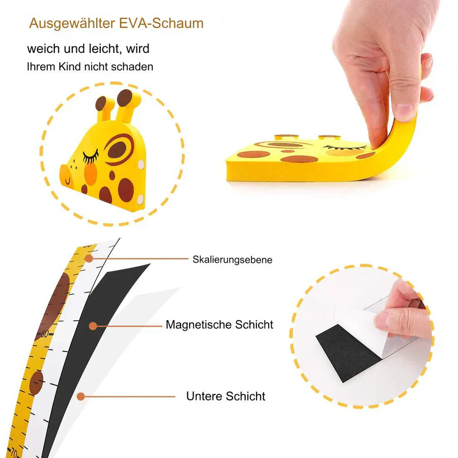 Kinder Messlatte Giraffe - Magnetische Höhentafel Kinderzimmer 120cm