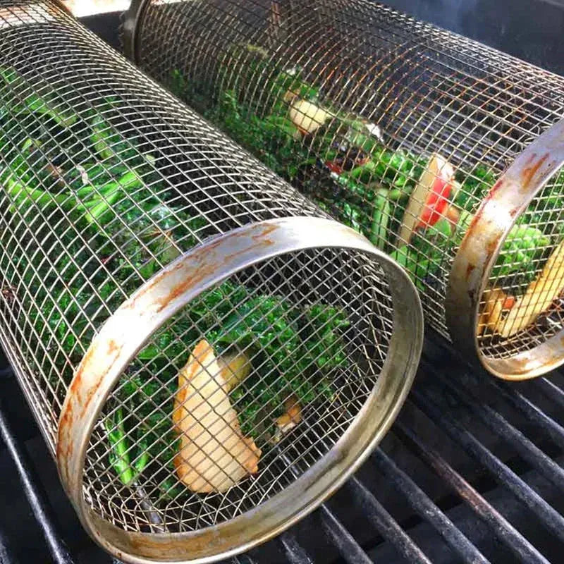 Edelstahl Grillkorb Röhre – Gemüse & Fleisch gleichmäßig grillen