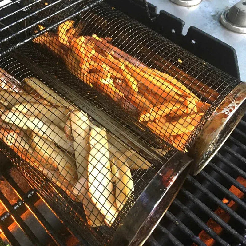 Edelstahl Grillkorb Röhre – Gemüse & Fleisch gleichmäßig grillen