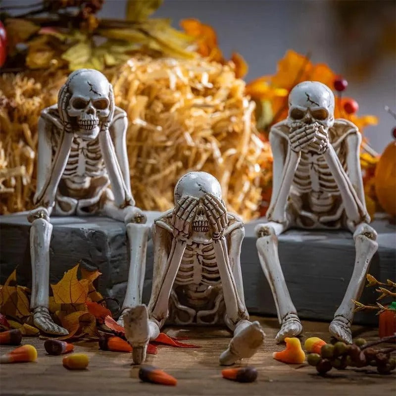 Skelett-Figuren 3er-Set Kunstharz Dekoration Kaminsims Halloween