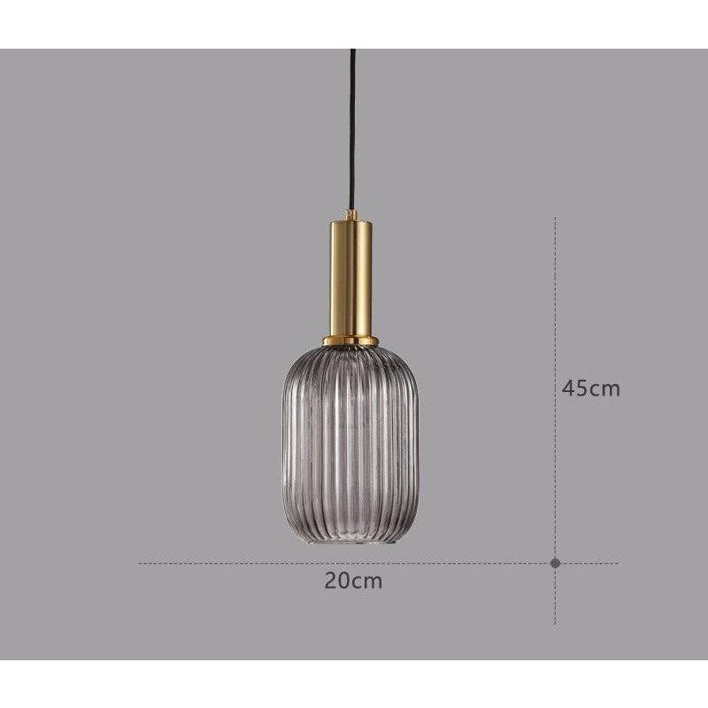 Pendelleuchte Riffelglas Vintage – Hängeleuchte mit Goldfassung E27