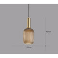 Pendelleuchte Riffelglas Vintage – Hängeleuchte mit Goldfassung E27