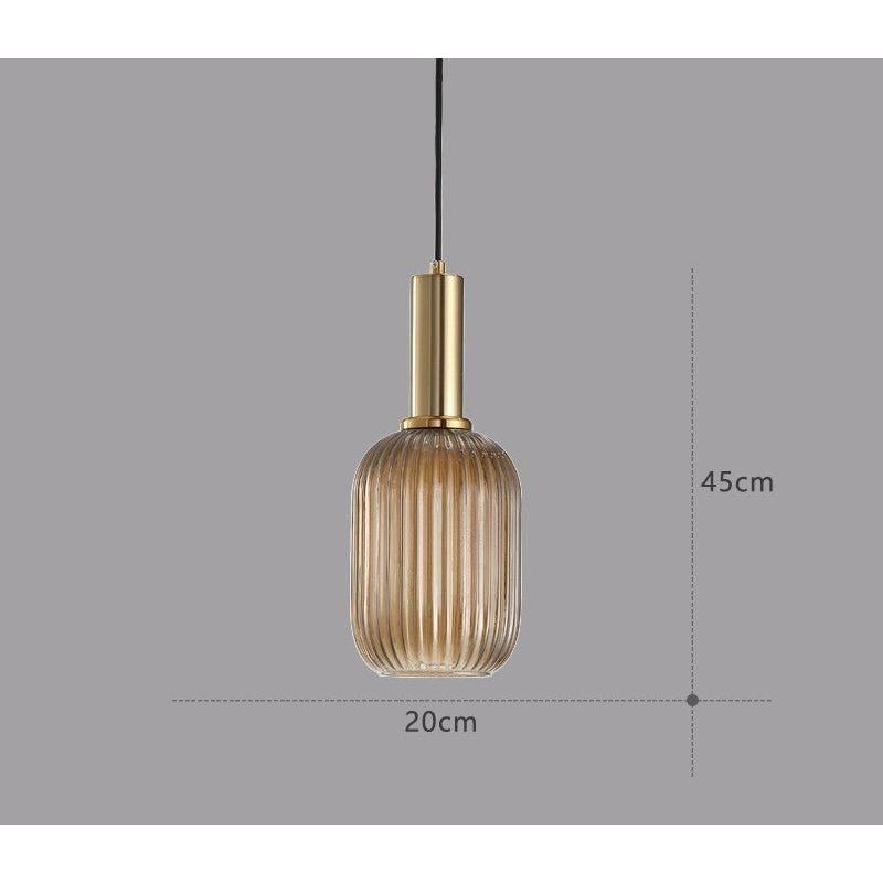 Pendelleuchte Riffelglas Vintage – Hängeleuchte mit Goldfassung E27