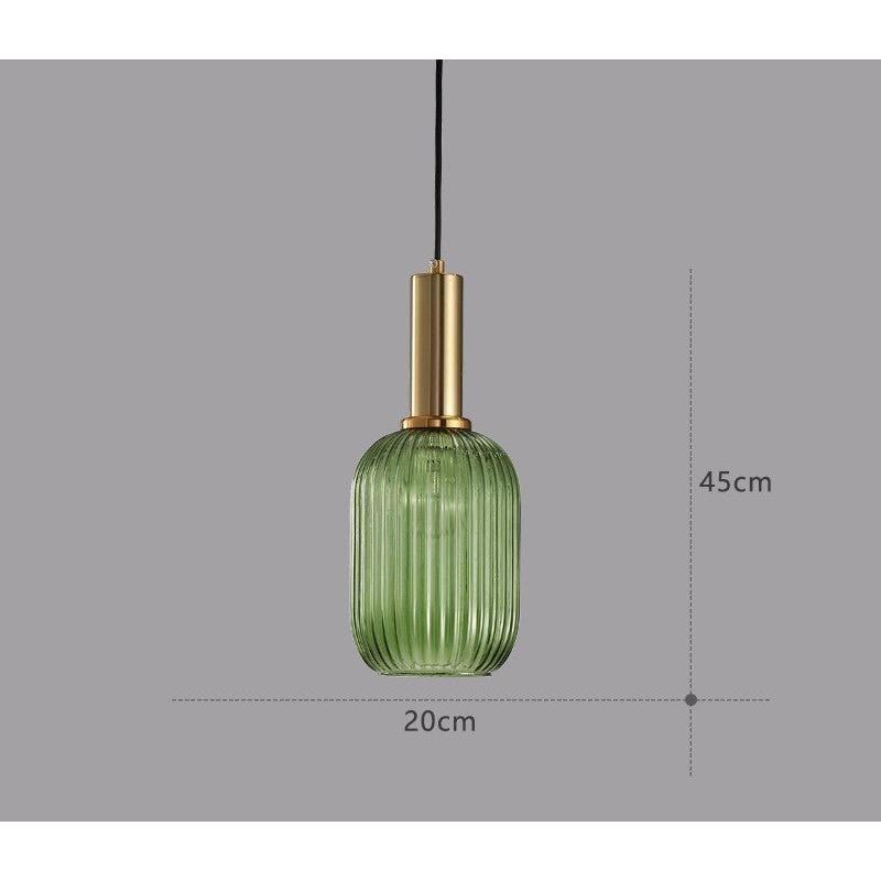 Pendelleuchte Riffelglas Vintage – Hängeleuchte mit Goldfassung E27