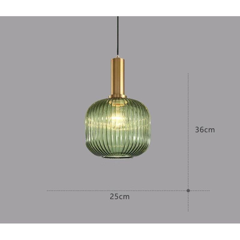 Pendelleuchte Riffelglas Vintage – Hängeleuchte mit Goldfassung E27