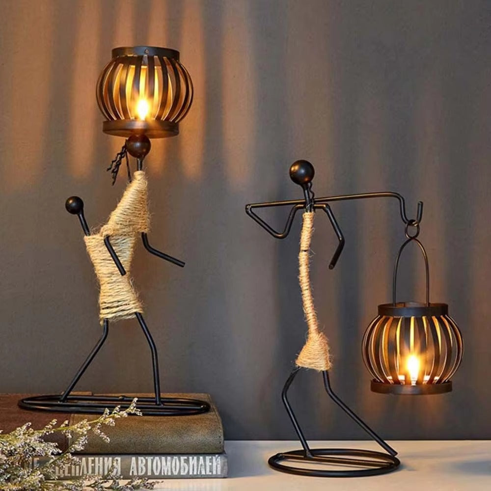 Kerzenständer Metallfigur Vintage – dekoratives Windlicht für Zuhause