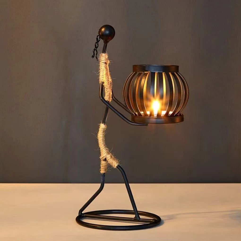 Kerzenständer Metallfigur Vintage – dekoratives Windlicht für Zuhause