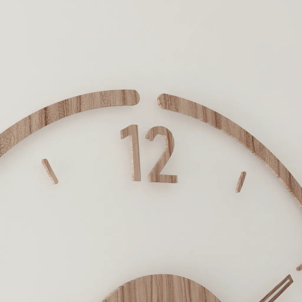 Lautlose Wanduhr aus Holz und Acryl – modernes Design Ø 35 cm