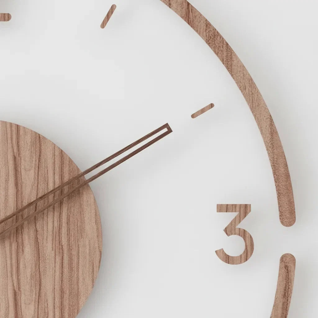 Lautlose Wanduhr aus Holz und Acryl – modernes Design Ø 35 cm