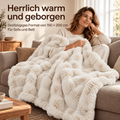 Kunstfell Decke Beige 150x200 cm – Weiche Kuscheldecke mit Velvet-Rückseite