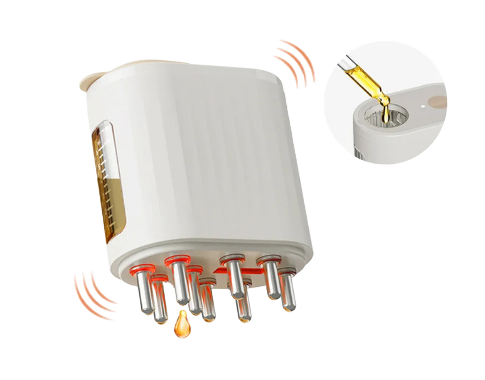 Elektrischer Kopfhautmassager mit Öl-Applikator & Rotlichttherapie