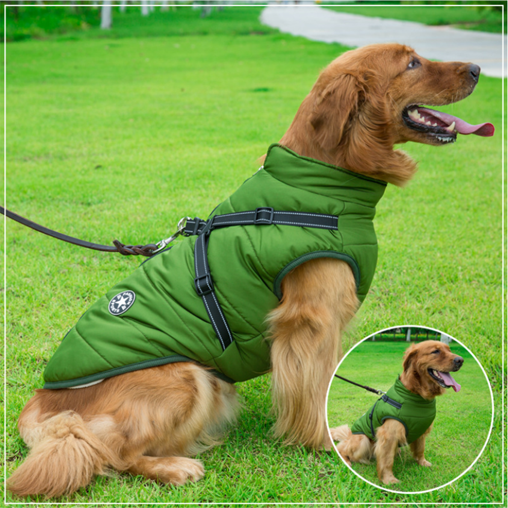 Wasserdichte Winterjacke für Hunde mit integriertem Geschirr