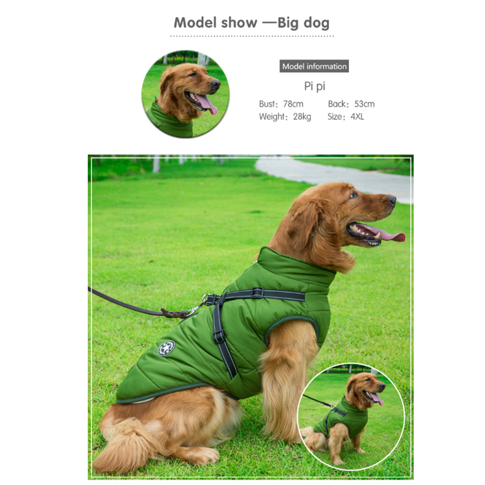 Wasserdichte Winterjacke für Hunde mit integriertem Geschirr