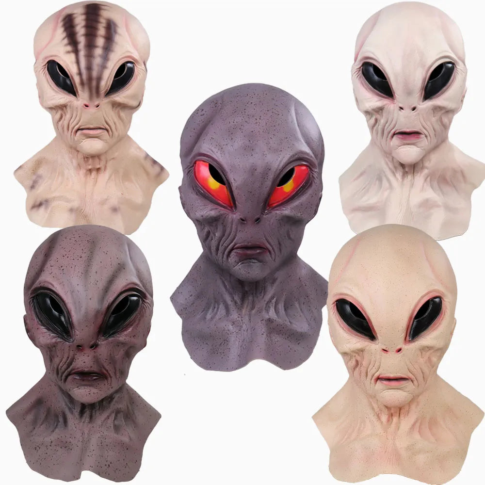 Alien Maske aus Latex für Halloween Cosplay und Horror Kostüm