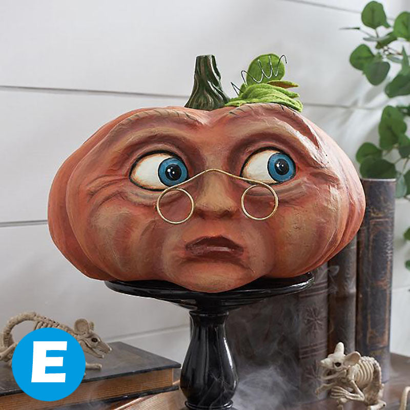 Halloween Kürbis Dekoration mit Beleuchtung – Lustiger Kürbiskopf aus Harz für