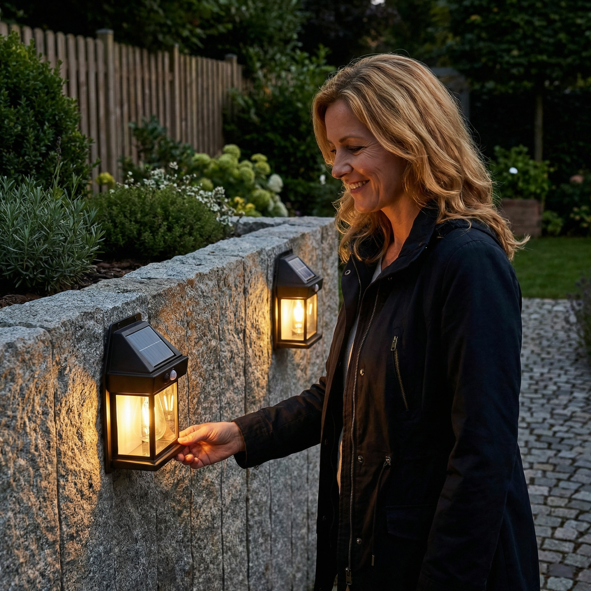 Solar LED-Wandleuchte mit Bewegungssensor für Garten und Zaun