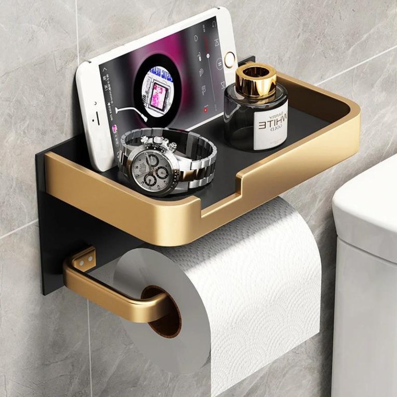 Toilettenpapierhalter mit Ablage Wandmontage Metall