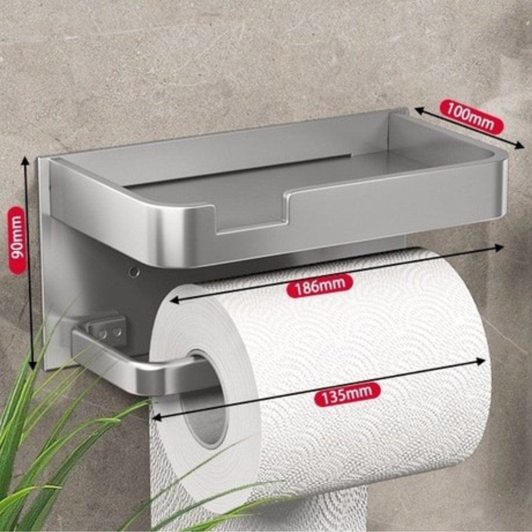 Toilettenpapierhalter mit Ablage Wandmontage Metall rostfrei