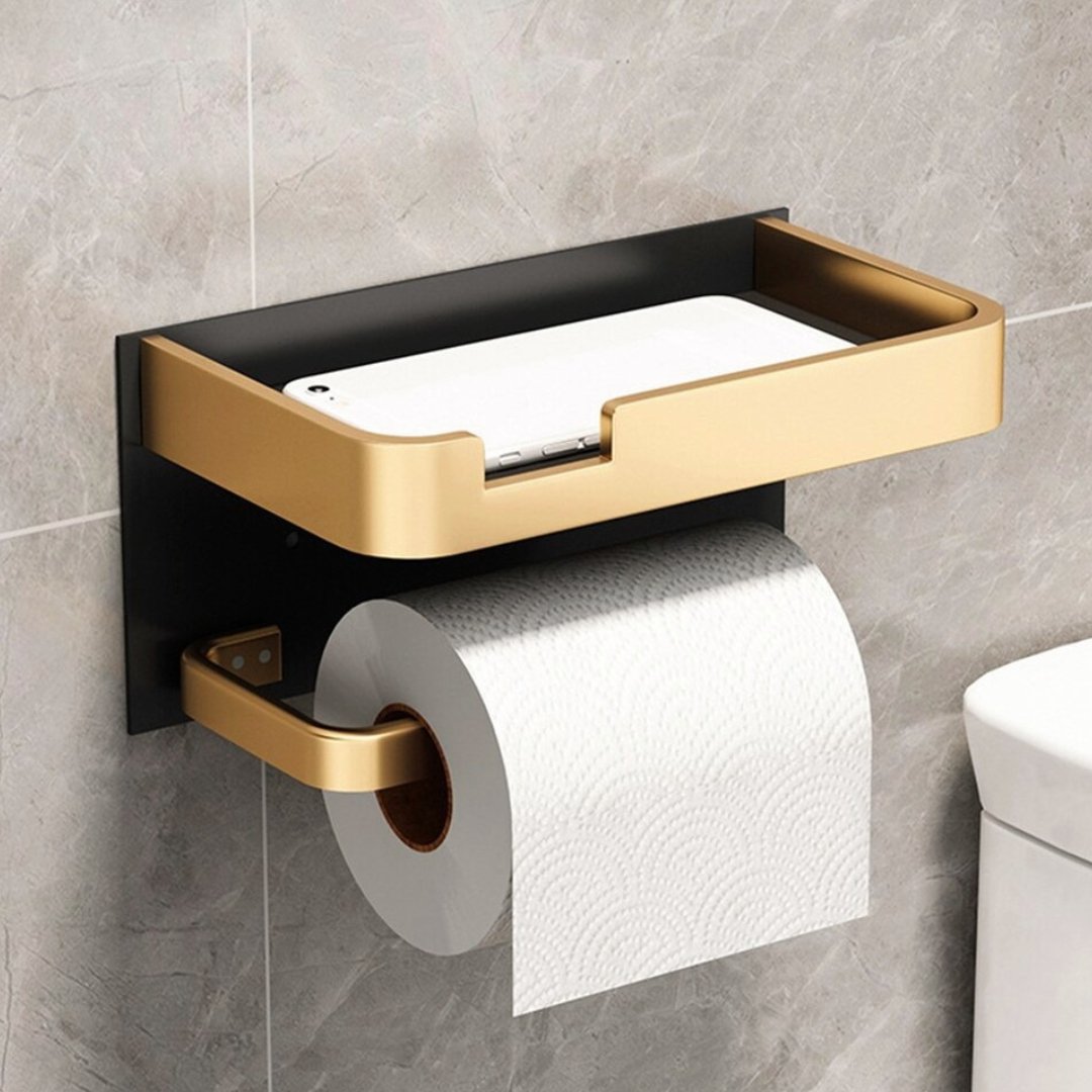 Toilettenpapierhalter mit Ablage Wandmontage Metall