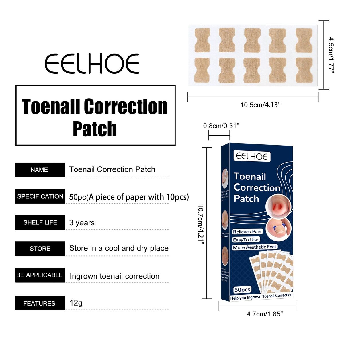 Nagelkorrektur Pads für eingewachsene Zehennägel - 50 Stück