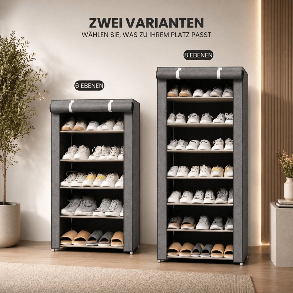 Schuhschrank mit Staubschutz – Schuhe sichtbar aufbewahren
