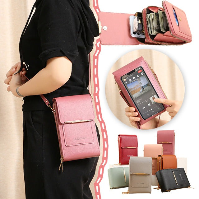Damen Touchscreen Umhängetasche - Kompakte Handy Messenger Bag