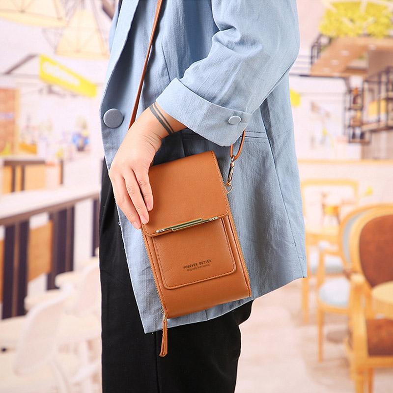 Damen Touchscreen Umhängetasche - Kompakte Handy Messenger Bag