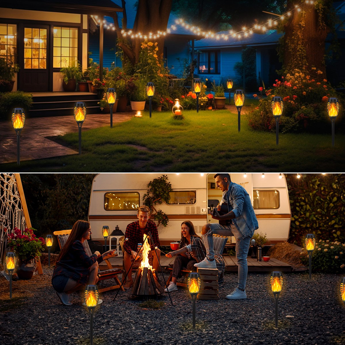Solarleuchte Garten Außen – Kabellose LED Gartenleuchte mit Lichtsensor IP65