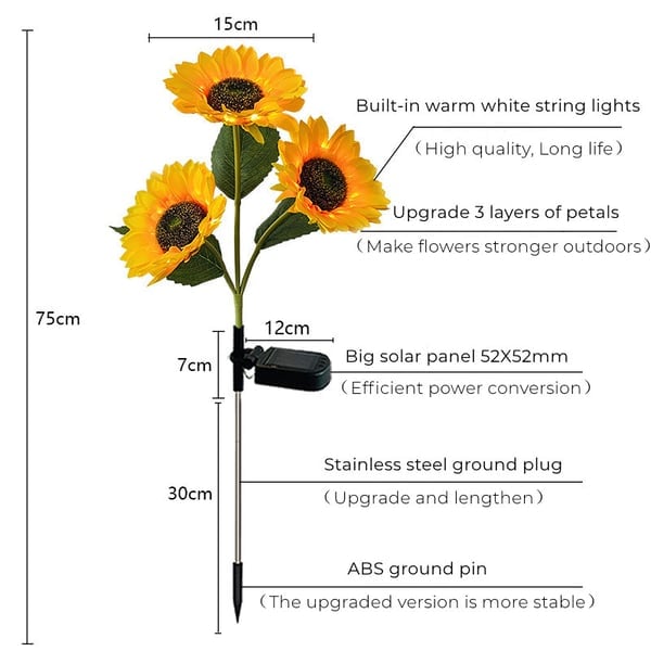 Solar Gartenleuchten Sonnenblumen LED Warmweiß IP65 Wetterfest