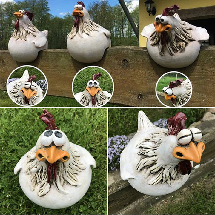 Hahn Garten Deko Figur aus Harz - Wetterbeständig 16cm