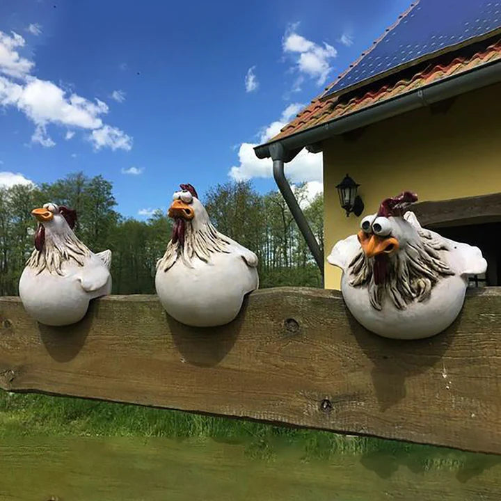 Hahn Garten Deko Figur aus Harz - Wetterbeständig 16cm