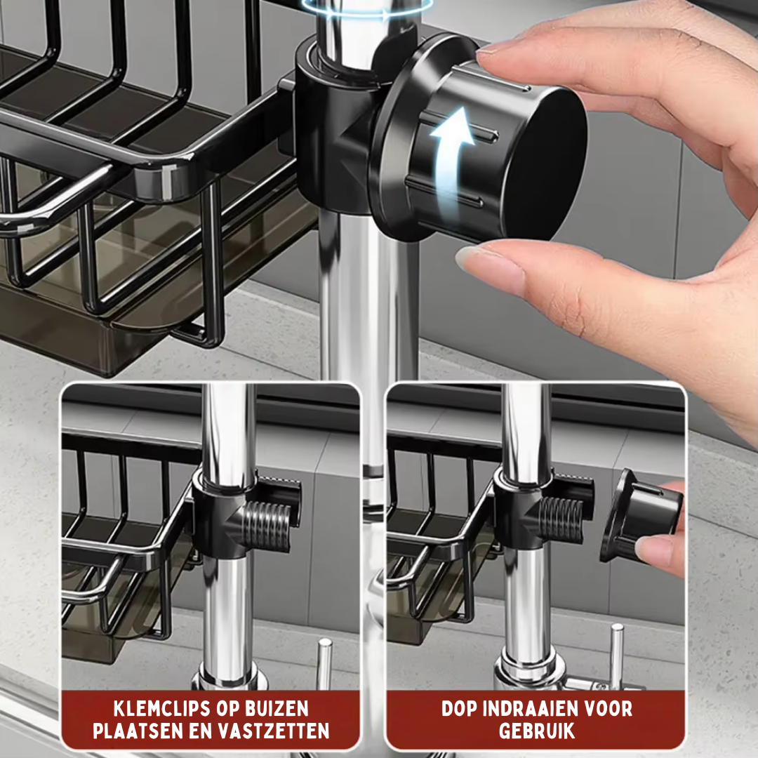 Schwammhalter Spüle – Küchenorganizer mit Wasserablauf für den Wasserhahn