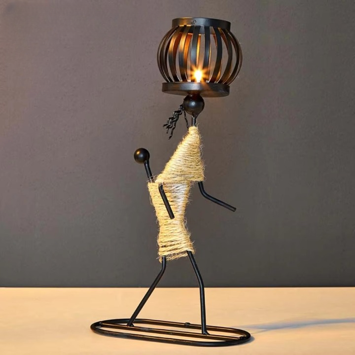 Kerzenständer Metallfigur Vintage – dekoratives Windlicht für Zuhause