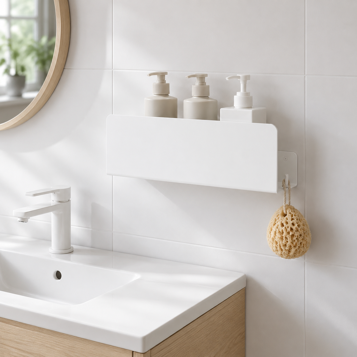 Wandregal Badezimmer aus Aluminium – offen, stabil, wandmontiert