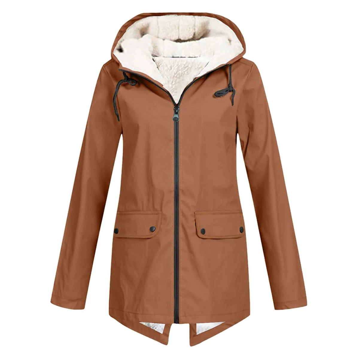 Damen Winterjacke mit Kapuze und Sherpa-Innenfutter – wasserabweisend