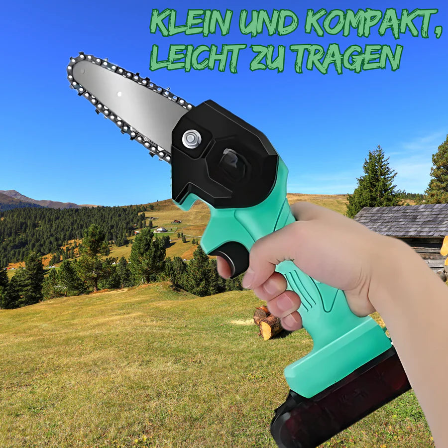 Mini Kettensäge Akku - Kabellose Motorsäge für Gartenarbeit und Holz