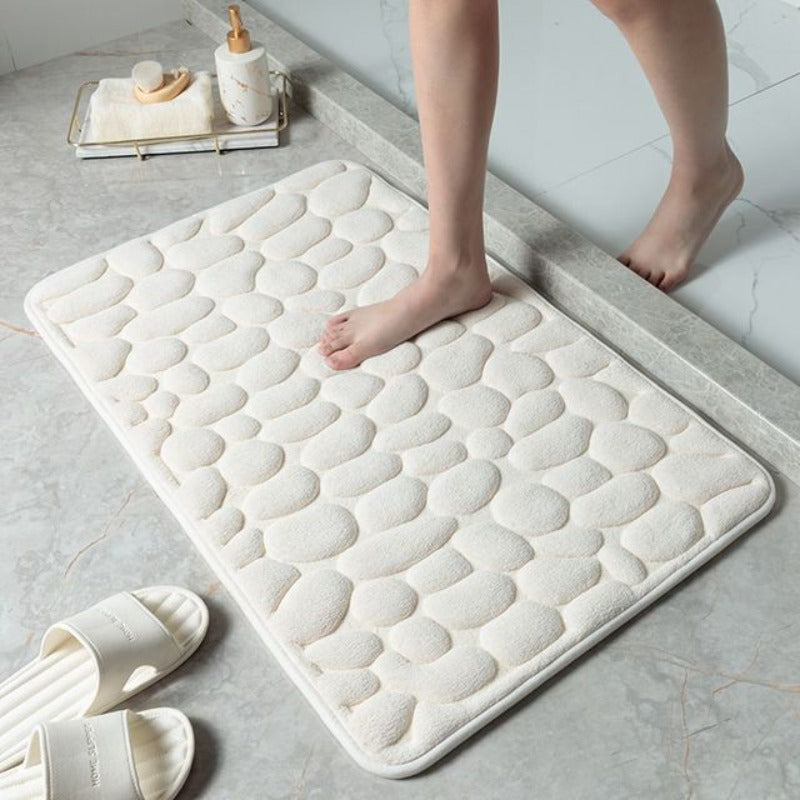 Memory Foam Badematte mit Kieselstein-Design – weich & rutschfest
