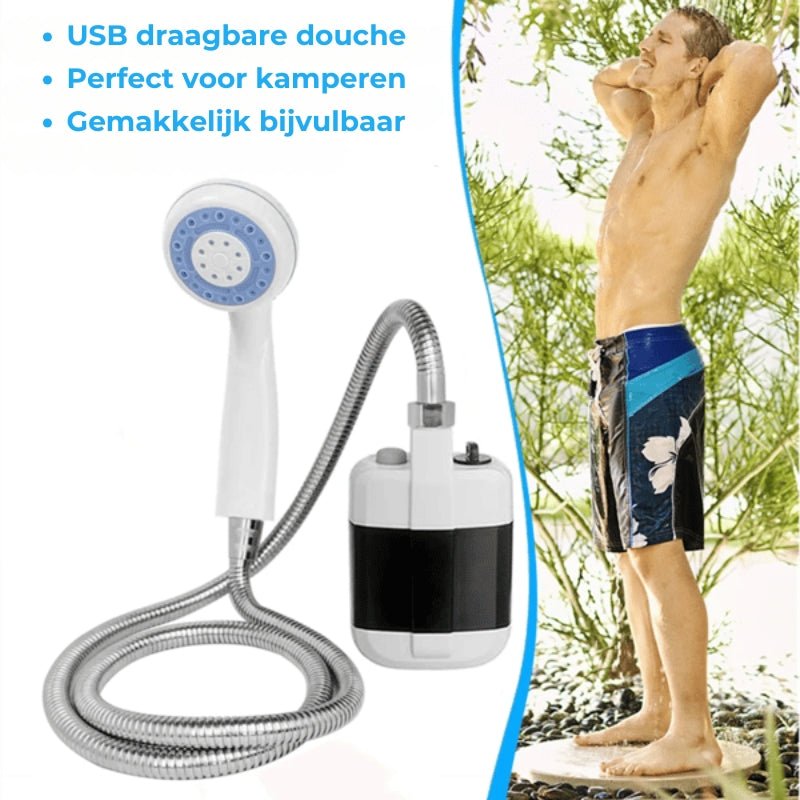 Tragbare Outdoor Dusche mit Pumpe - 2,2L Tank USB Akku Camping