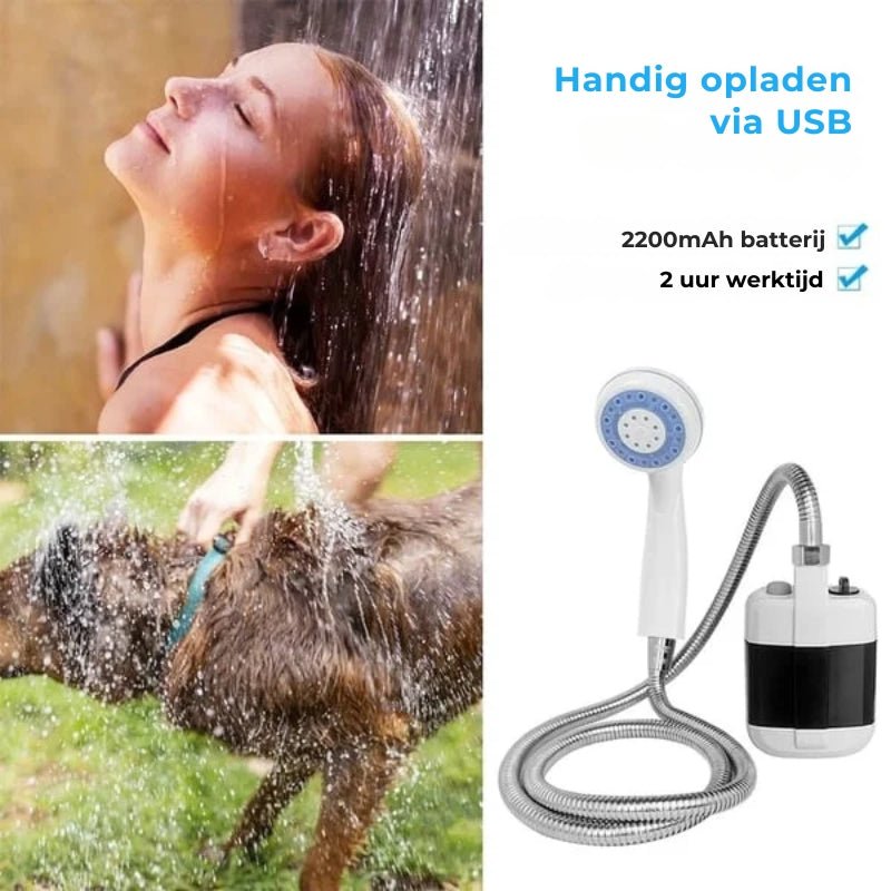 Tragbare Campingdusche mit Akku – Outdoor-Dusche für Camping & Festival