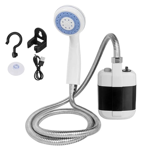 Tragbare Outdoor Dusche mit Pumpe - 2,2L Tank USB Akku Camping