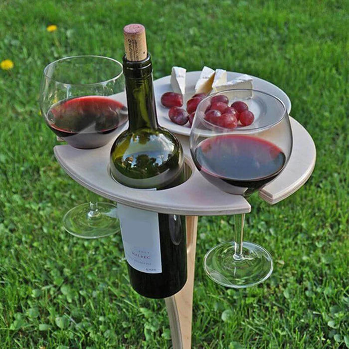 Faltbarer Weintisch Holz - Tragbarer Picknick-Weintisch für Outdoor